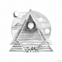 pyramid setting with camels and night sky fading into Anubis  tattoo design idea