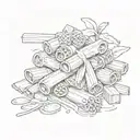 rigatoni pasta tattoo design idea