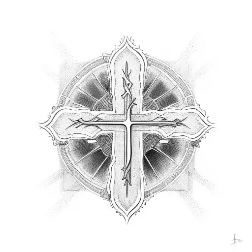 cross with the word faith in the background tattoo design idea