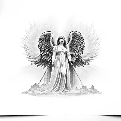 good and bad angel tattoo design idea