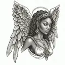 African American female Angel holding faith cross made tattoo design idea