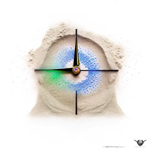 death and sand clock tattoo design idea