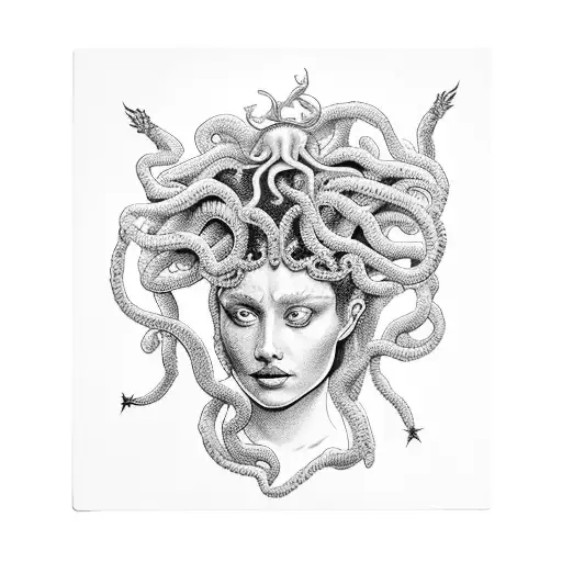 Medusa as the high priestess tarot card tattoo design idea