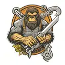 Bigfoot mechanic holding a wrench tattoo design idea