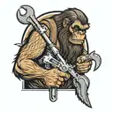 Bigfoot mechanic holding a wrench tattoo design idea