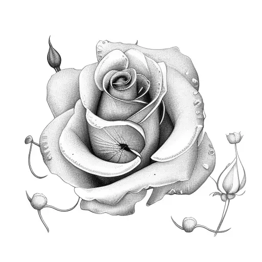 rose, snowdrop and poppy flowers tattoo design idea