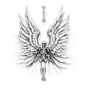 skeleton with angel wings falling like Icarus  tattoo design idea