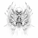 skeleton with angel wings falling like Icarus  tattoo design idea