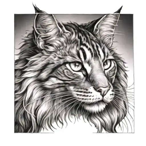 maine coon tattoo design idea