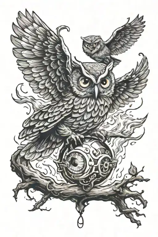 calcifer et owl flying tattoo design idea