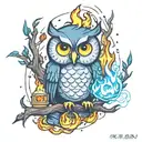 owl and calcifer tattoo design idea