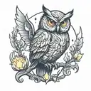 owl and calcifer tattoo design idea