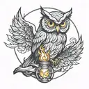 owl and calcifer tattoo design idea