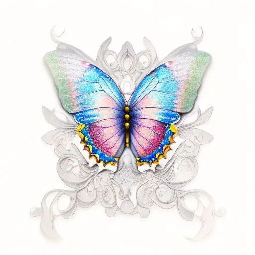 3D butterfly tattoo design idea