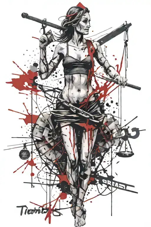 Themis is dead, the law is not perfect, there is no justice tattoo design idea