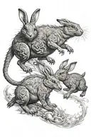 Rabit chasing dragon chasing another rabbit  tattoo design idea
