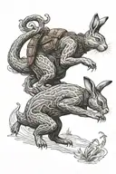 Rabit chasing dragon chasing another rabbit  tattoo design idea