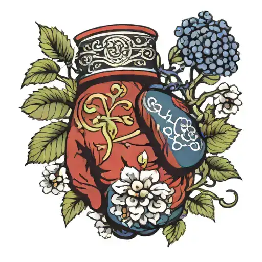 A boxer's gloves intertwined with grapevines tattoo design idea