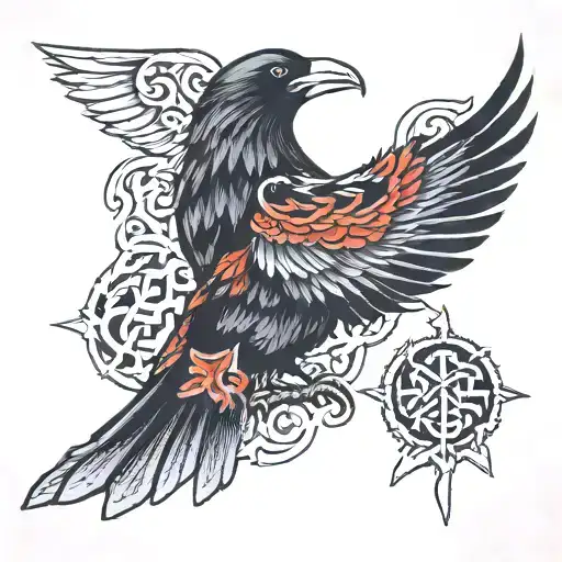odins raven tattoo design idea