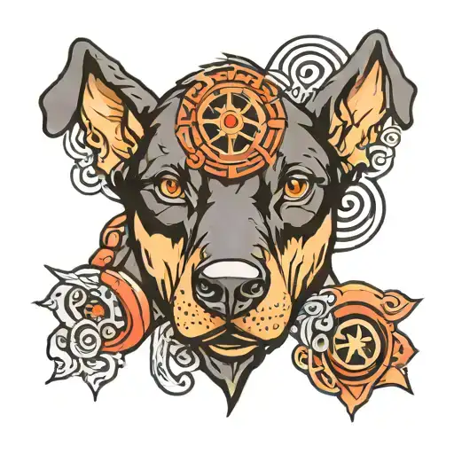 doberman loyalty money eye  tattoo design idea