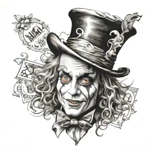 Alice in wonderland mad hatter tattoo design idea