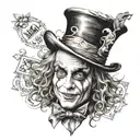 Alice in wonderland mad hatter tattoo design idea