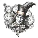 Alice in wonderland mad hatter tattoo design idea