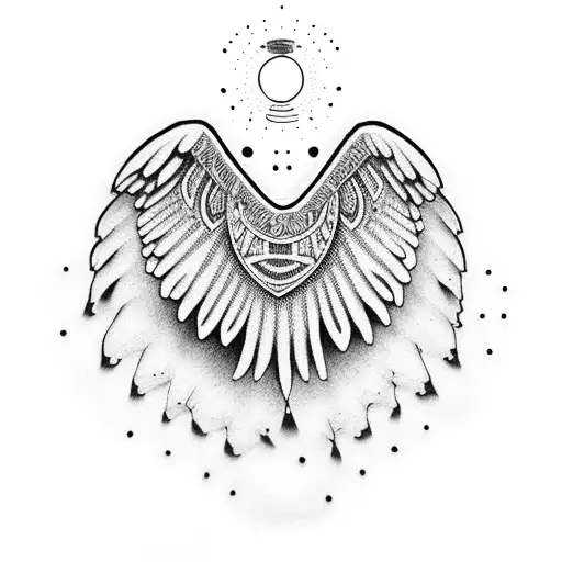 angel wing with Australian Aboriginal dot painting  tattoo design idea