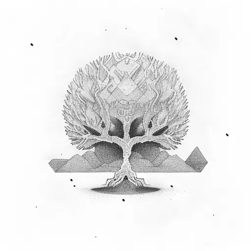 tree with DNA root tattoo design idea