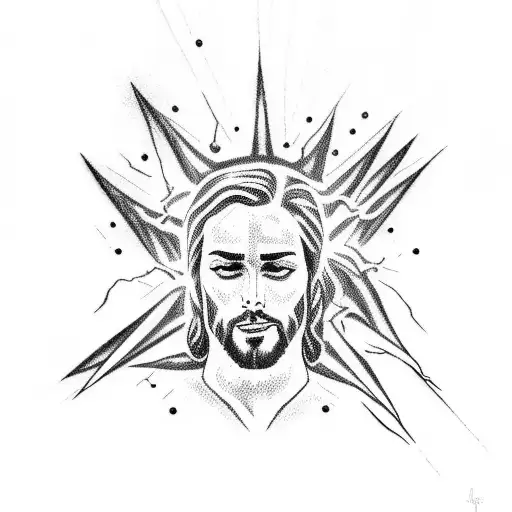 I want a tattoo of Jesus showing dominance With lightning bolts in his hands  tattoo design idea