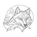 wolf and eye  tattoo design idea