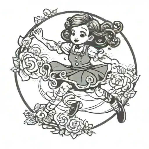 cute girl leaping tattoo design idea