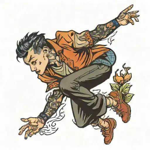 dainty boy leaping tattoo design idea