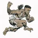 muscular black boy leaping tattoo design idea