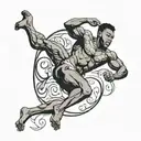 muscular black boy leaping tattoo design idea