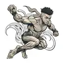 muscular black boy leaping tattoo design idea