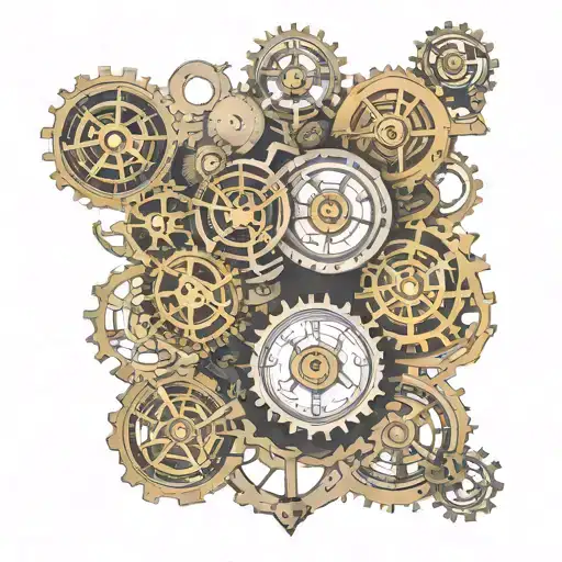 An intricate steampunk design featuring elements from Doctor Who, with gears and technology tattoo design idea