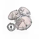 coconut tree with interogation point tattoo design idea