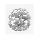 coconut tree with interogation point tattoo design idea