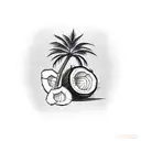 coconut tree with interogation point tattoo design idea
