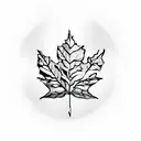sugar maple leaf in autumn with wolf outline in the middle in arrows in the background tattoo design idea