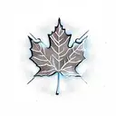 sugar maple leaf in autumn with wolf outline in the middle in arrows in the background tattoo design idea