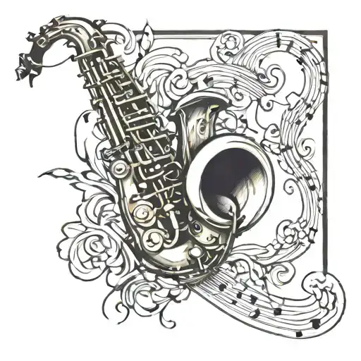 saxophone music notes tattoo design idea