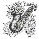saxophone music notes tattoo design idea