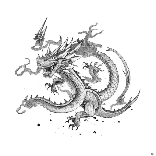 dragón chino en rojo tattoo design idea