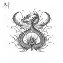 dragón chino en rojo tattoo design idea