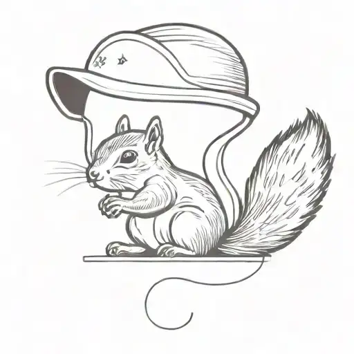 squirrel wearing a farmer hat tattoo design idea