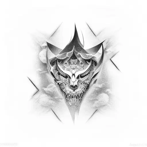 Men upside down and Fractals tattoo design idea