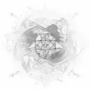 Men through the space and Fractals tattoo design idea