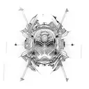 Men through the space and Fractals tattoo design idea